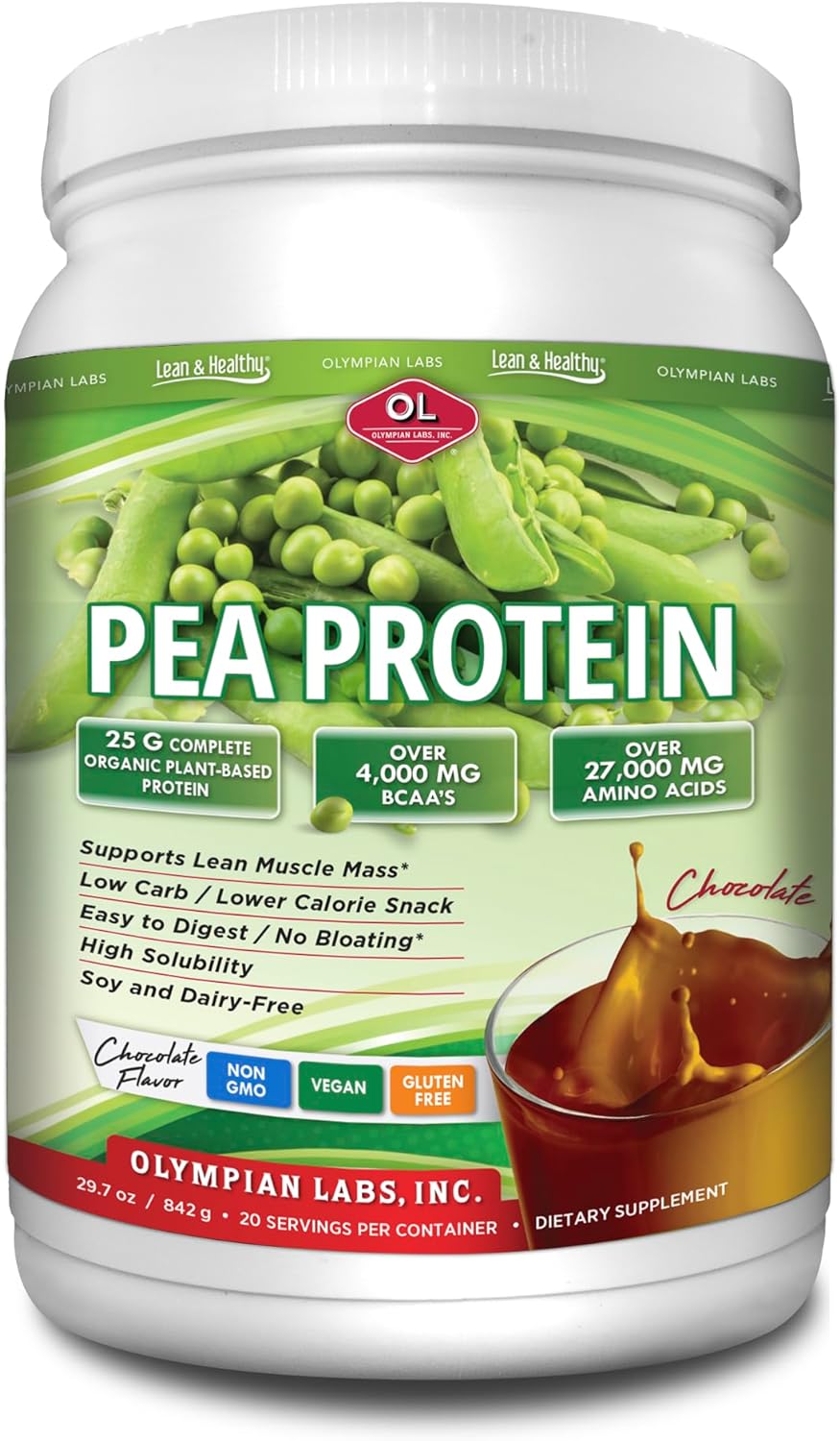 Olympian Labs Plant Based Pea Protein Powder, Chocolate - 25g of Prote