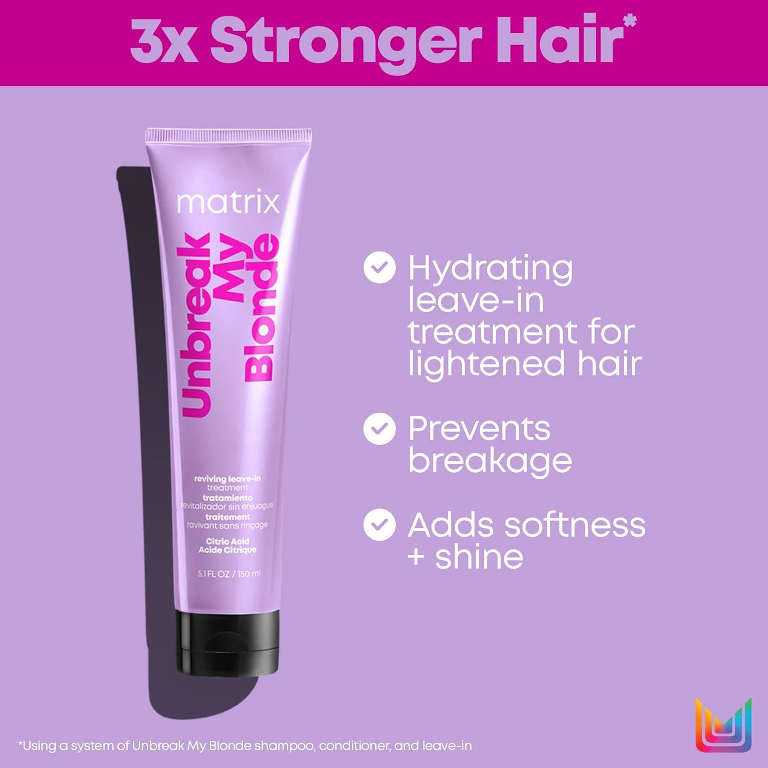 MATRIX Unbreak My Blonde Reviving Leave-In Treatment | Strengthens and Adds Softness and Shine | For Damaged, Lightened and Over Processed Hair | Packaging May Vary | 5.1oz. | Vegan : Beauty & Personal Care