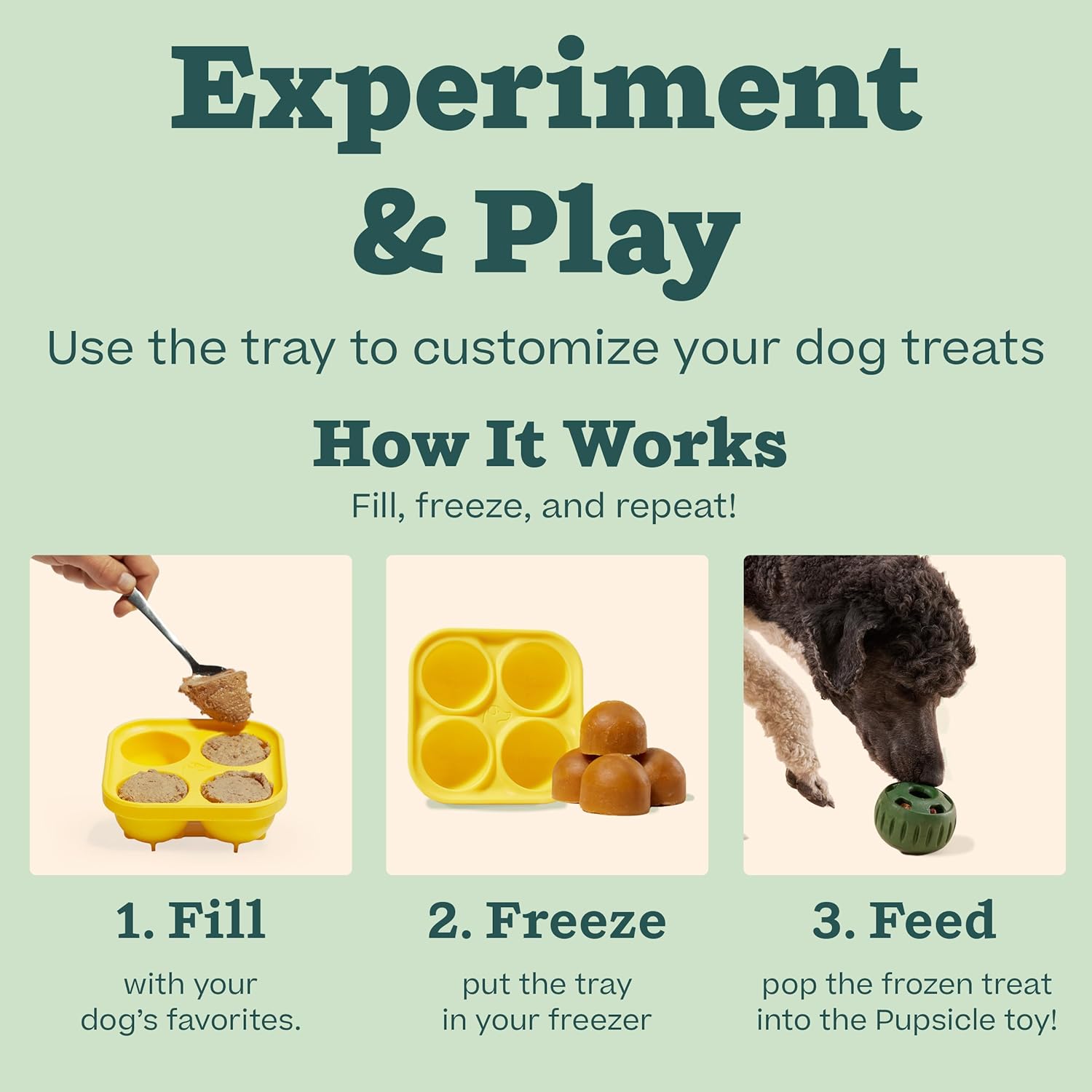 Pet Supplies : WOOF Pupsicle and Treat Tray - Long-Lasting Interactive Dog Toys for Boredom and Silicone Dog Treat Mold for Dog Treats - Reusable, Dishwasher Safe - Dog Toys for Large Dogs 25-75 lbs : Amazon.com