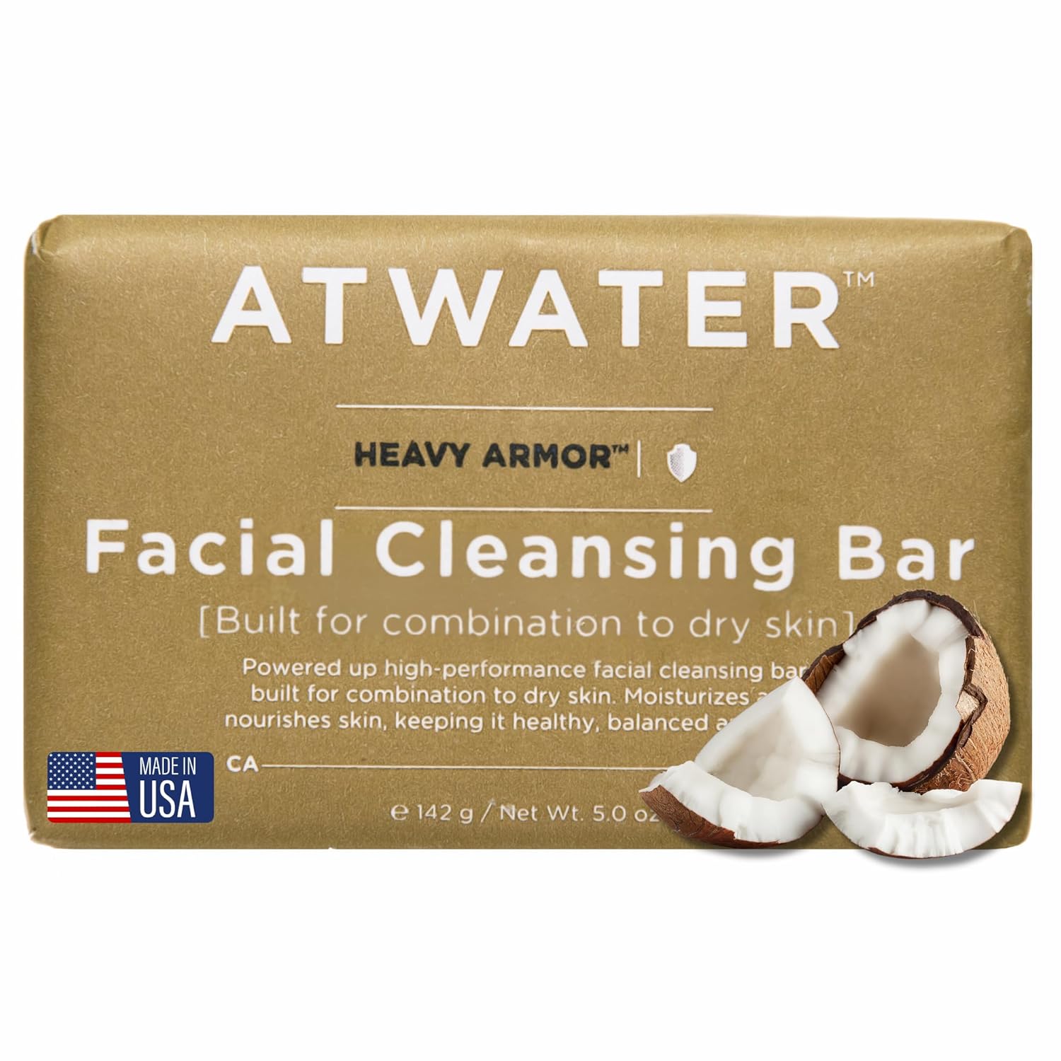 Atwater Facial Cleansing Bar For Dry To Combination Skin, Moisturizing Sulfate-Free Rich Lathering Face Wash Soap; Gentle Face Cleanser For Daily Use; Natural Men’S Face Wash - 142 Grams / 5 Oz