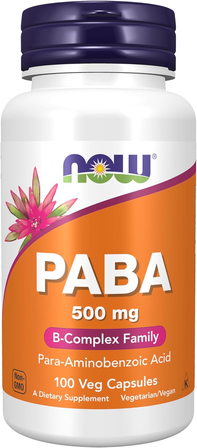 NOW Supplements, PABA (Para-Aminobenzoic Acid) 500 mg, B-Complex Family, 100 Capsules