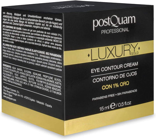 Postquam Professional Luxury Gold Eye Contour Cream 15Ml - Hyaluronic Acid - Helps Minimize Wrinkles & Expression Lines - Soothe The Eye Area