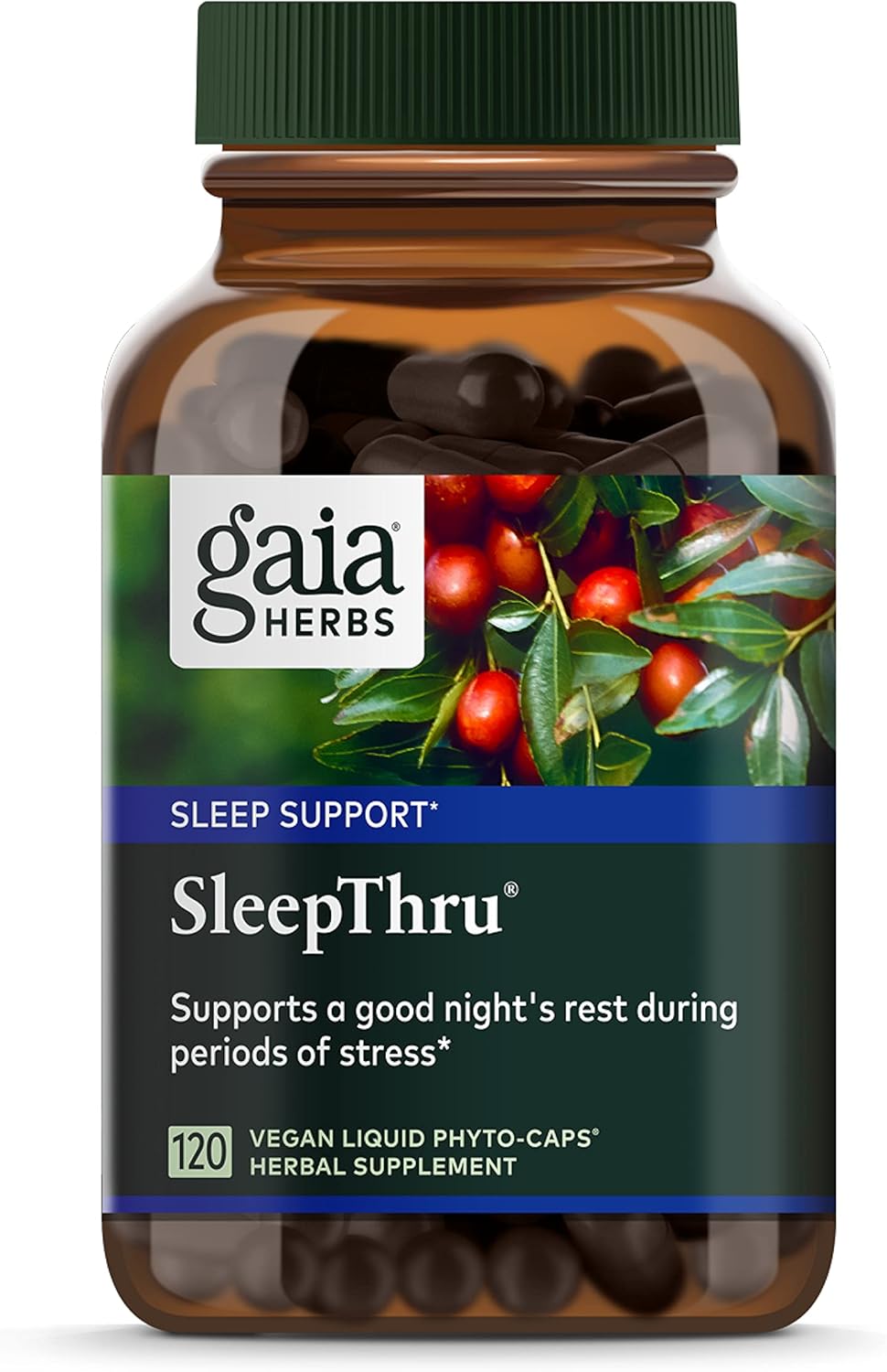 Gaia Herbs Sleepthru - Natural Sleep Support Supplement With Organic Ashwagandha Root, Organic Magnolia Bark, Passionower, And Jujube Date - 120 Vegan Liq Phyto-Capsules (60-Day Supply)