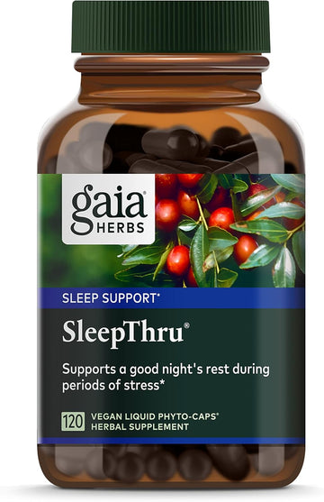 Gaia Herbs Sleepthru - Natural Sleep Support Supplement With Organic Ashwagandha Root, Organic Magnolia Bark, Passionower, And Jujube Date - 120 Vegan Liq Phyto-Capsules (60-Day Supply)