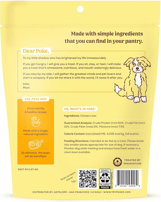 Poke'S Freeze-Dried Dog Treats – Chicken Liver Recipe – Single Ingredient Natural Dog Treats Made In The Usa – Wheat-Free, 3Oz