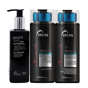 Truss Night Spa Hair Serum Bundle With Miracle Shampoo And Conditioner Set