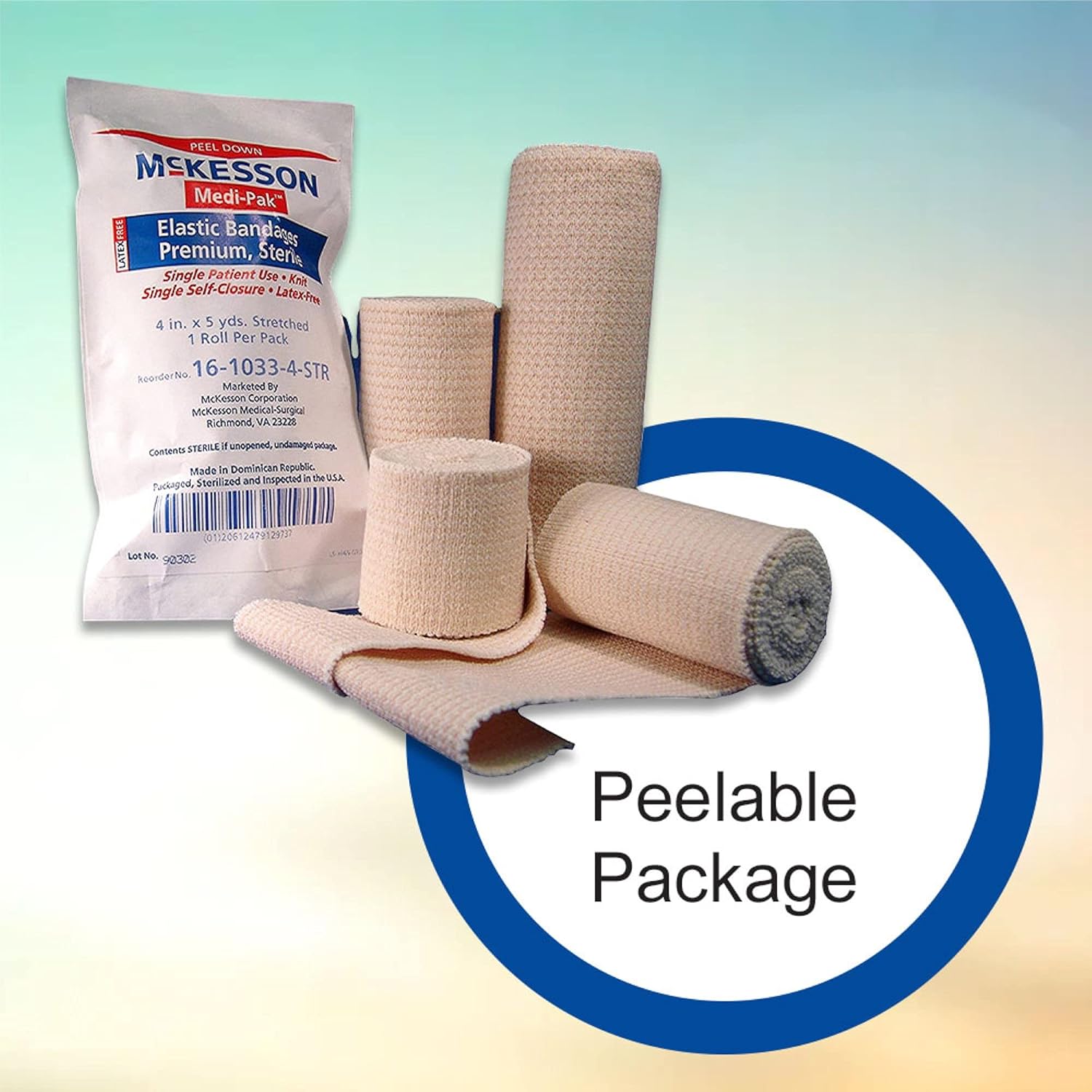 McKesson Elastic Bandages, Sterile, Hook and Loop Closure, 4 in x 5 yd, 1 Count, 1 Pack : Health & Household