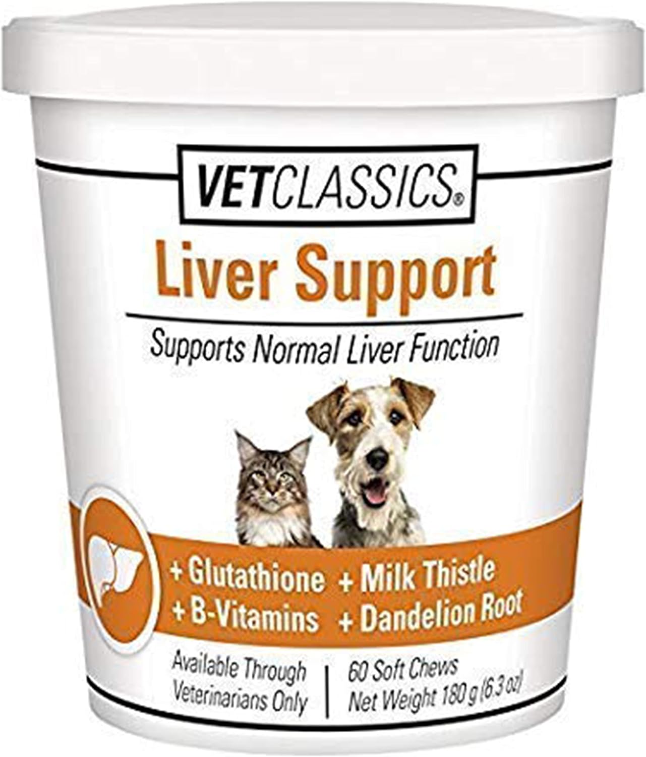 Vet Classics Liver Support Pet Health Supplement for Dogs, Cats – Liver Functions – B-Vitamins, Glutathione, Milk Thistle – Soft Tablets, Chews – 60 Soft Chews