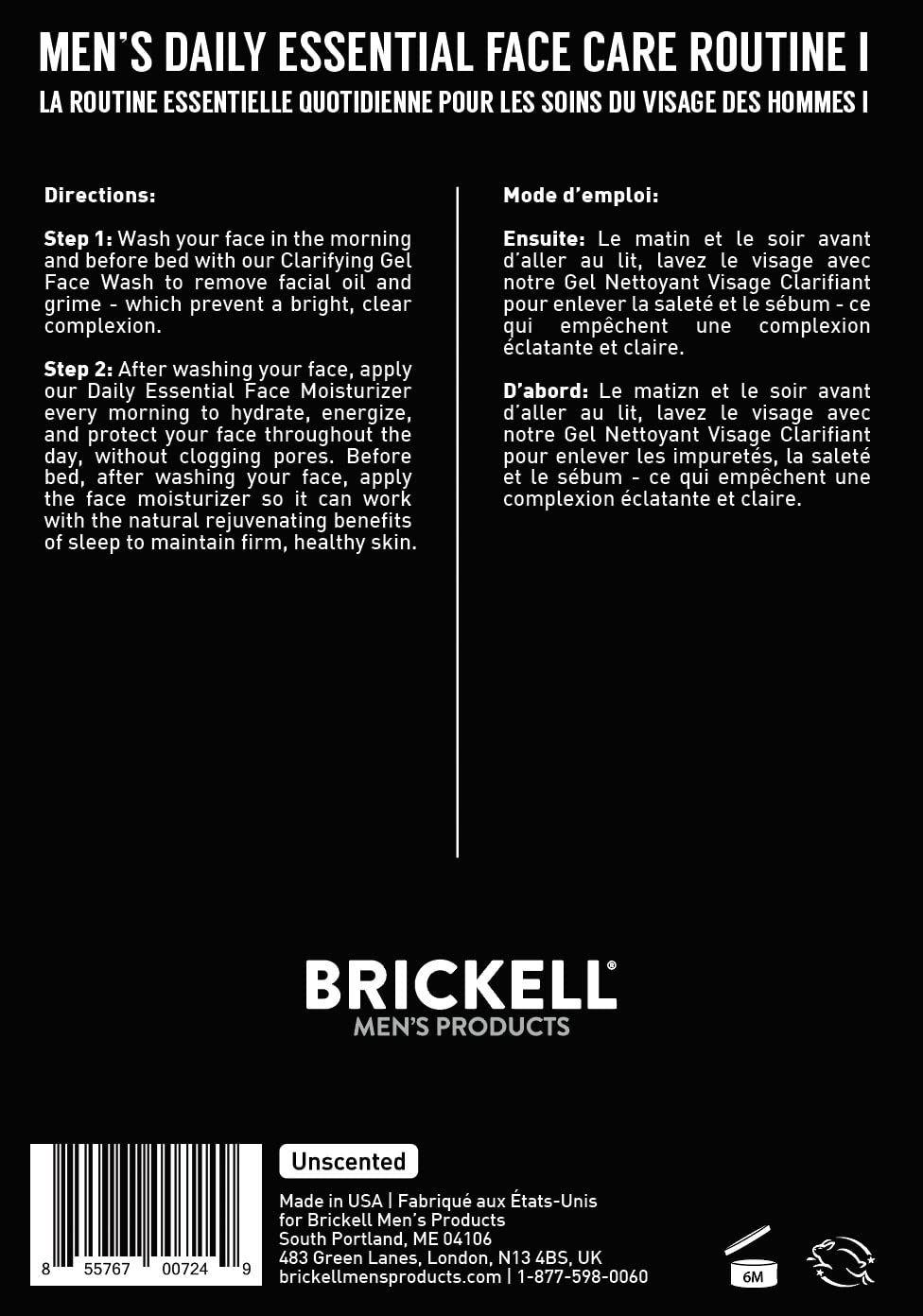 Brickell Men'S Daily Essential Face Care Routine I, Gel Facial Cleanser Wash And Face Moisturizer Lotion, Men'S Skincare Gift Set Natural And Organic, Scented : Beauty & Personal Care