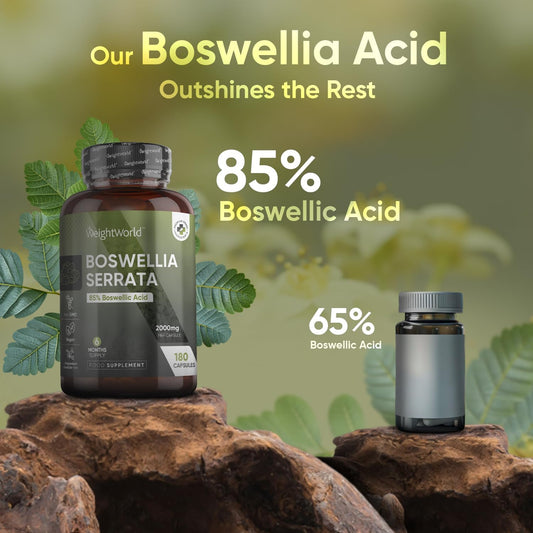 Boswellia Serrata Extract- 2000Mg - 85% Boswellic Acid (400Mg Per Capsule) - 180 Capsules - 6 Months Supply - Indian Frankincense Resin - 5:1 Extract Boswellia Per 1 Capsule - Vegan & Non-Gmo