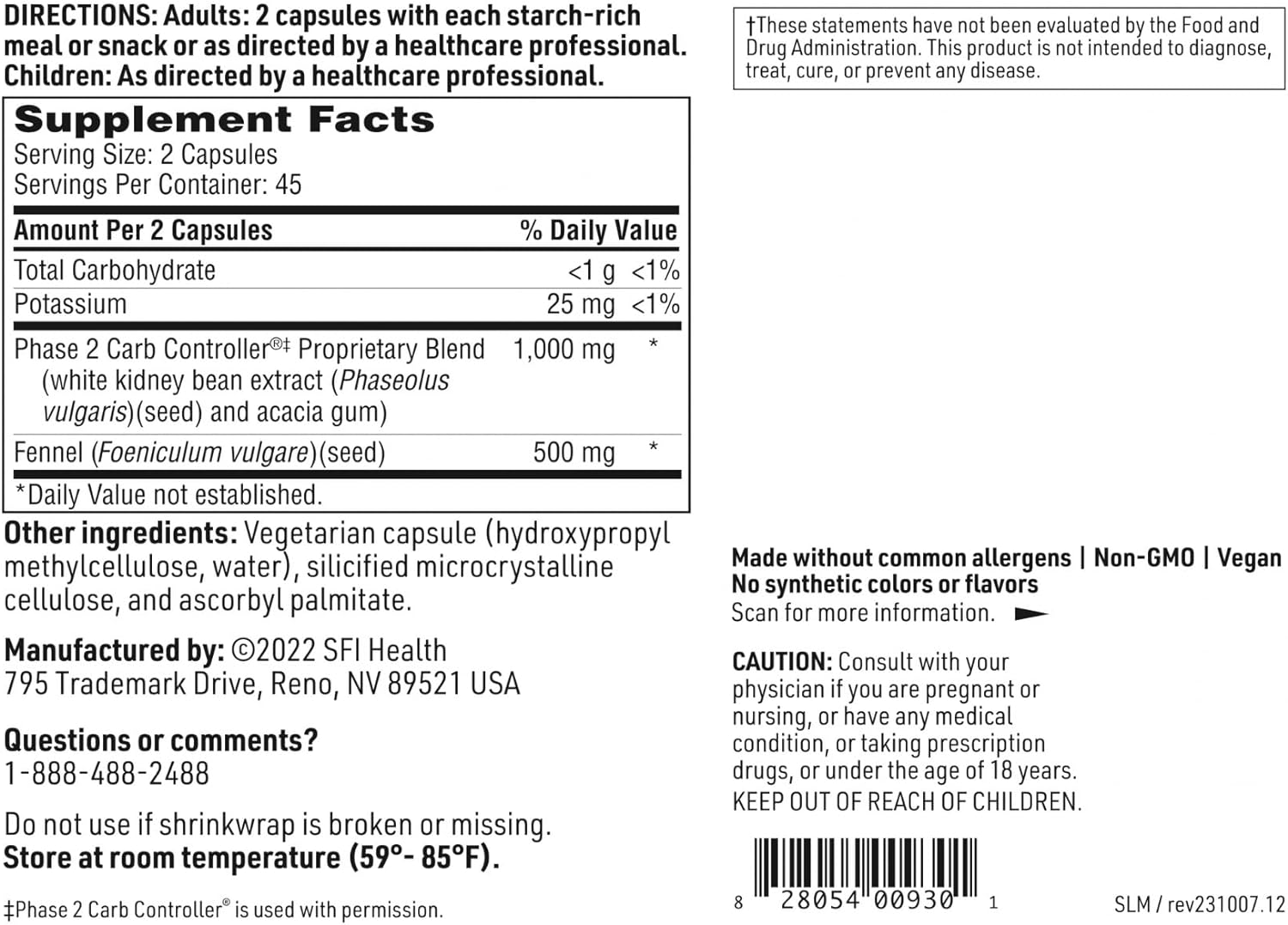 Klaire Labs Theraslim - Phase 2 Carb Controller Formula with White Bean Extract to Help Block Starches & Carb Calories (90 Capsules) : Health & Household