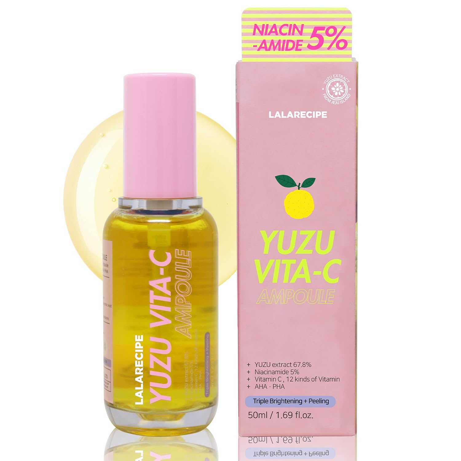 Yuzu Vita C Facial Ampoule | Hydrating & Brightening Korean Glow Ampoule With Niacinamide And Vitamin C | Dark Spot Care For Glowing Skin | Vegan Day & Night Face Ampoule (1.69 Fl Oz)