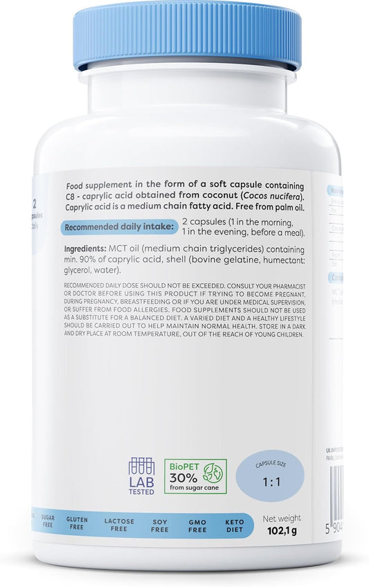 Osavi Caprylic Acid 1200Mg – 120 Softgels | Derived From Mct Oil Of Coconut Palm | Easy To Swallow For Optimal Digestive Health
