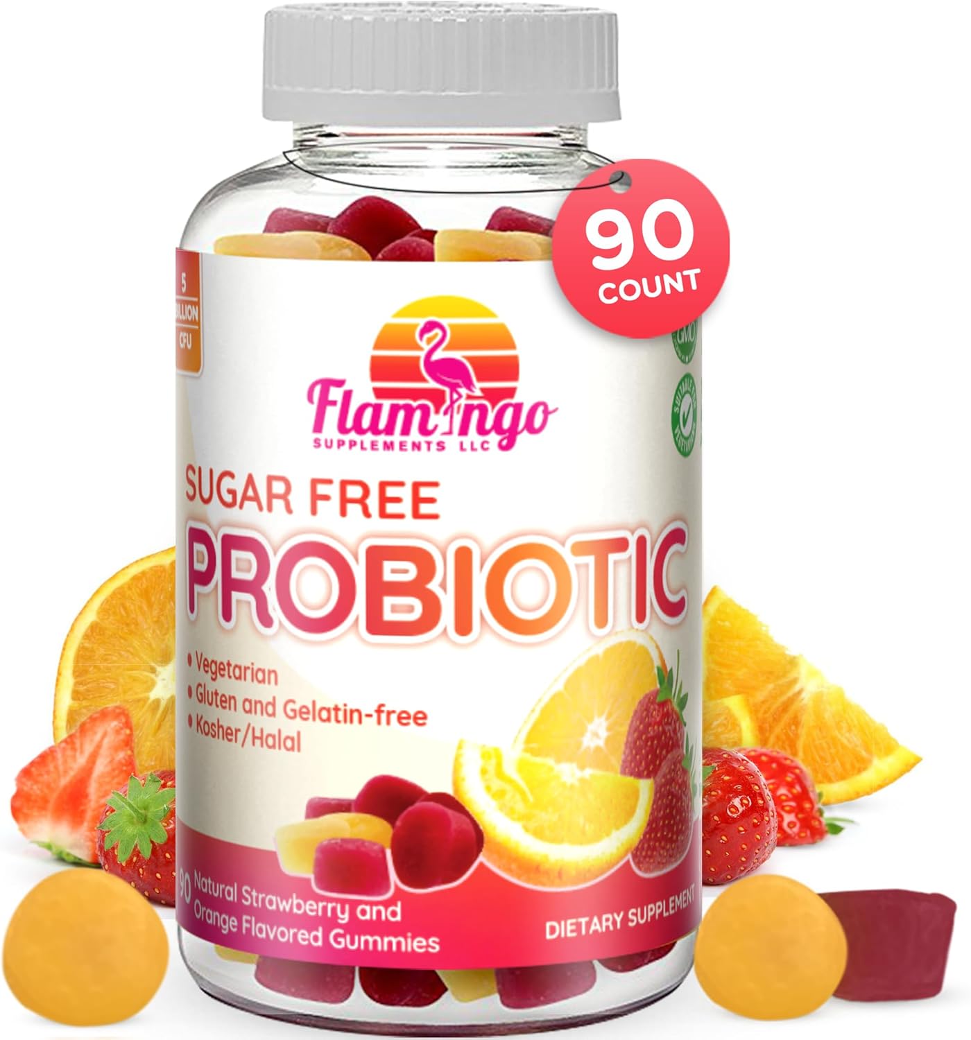 Probiotic Gummies Sugar Free- 3 Billion Cfu Reduce Gas, Bloating - Probiotics For Women, Kids And Mens Probiotic- Bacillus Coagulans- Natural, Vegan, Vegetarian, Kosher, Halal –90 Gummy Probiotics
