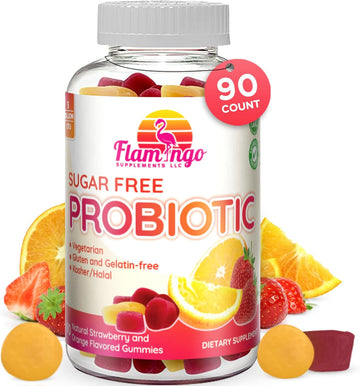 Probiotic Gummies Sugar Free- 3 Billion Cfu Reduce Gas, Bloating - Probiotics For Women, Kids And Mens Probiotic- Bacillus Coagulans- Natural, Vegan, Vegetarian, Kosher, Halal –90 Gummy Probiotics