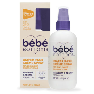 Bébé Bottoms Baby Diaper Rash Cream Spray, No-Rub Touch Free Application for Sensitive Skin (100 ml)