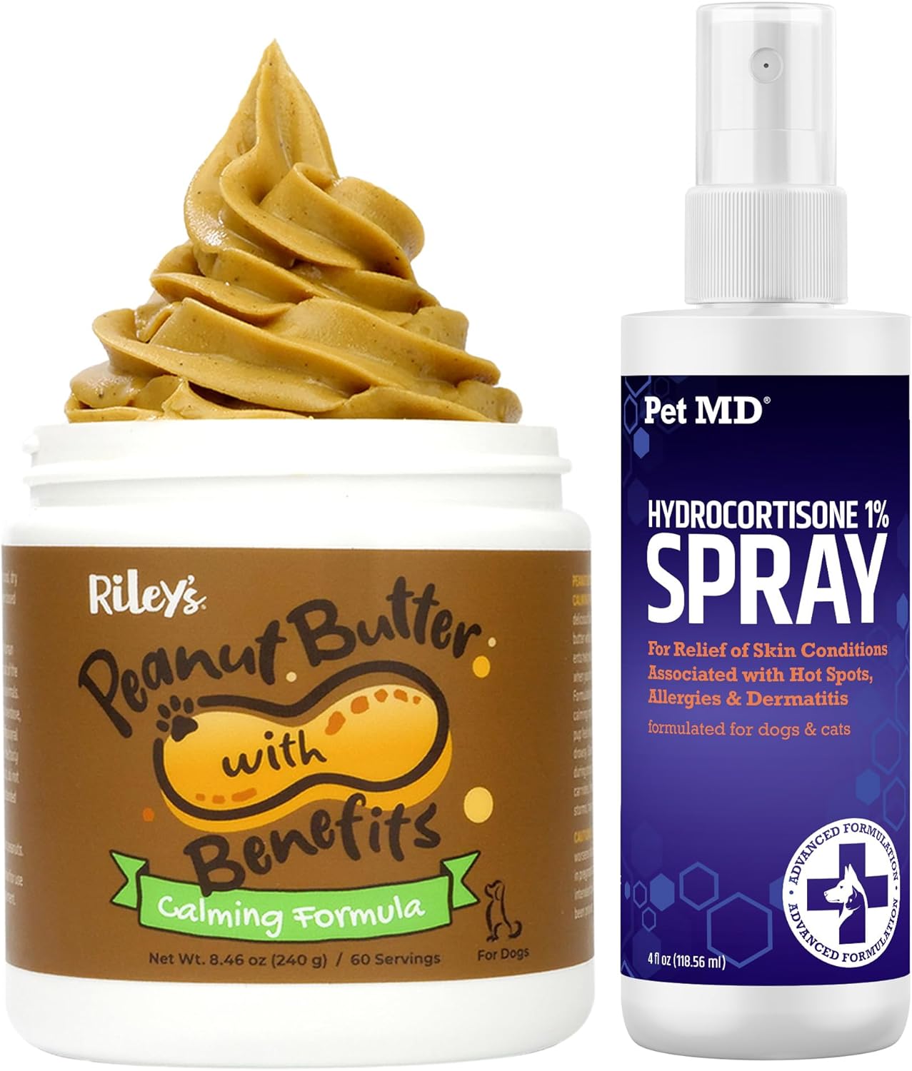 Pet Md Hydrocortisone Spray + Riley'S Calming Peanut Butter For Dogs