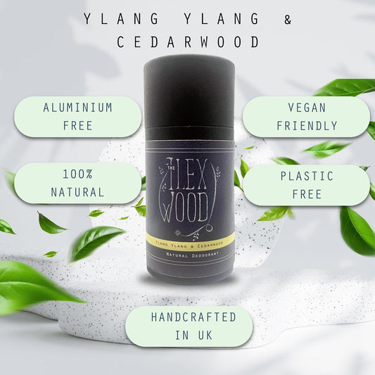 The Ilex Wood - Ylang Ylang & Cedarwood Natural Deodorant - 70Ml. Natural Deo In Eco Friendly Cardboard Tube, Vegan, No Plastic, No Alcohol, No Toxins, No Aluminium Salt & Cruelty Free For Women & Men