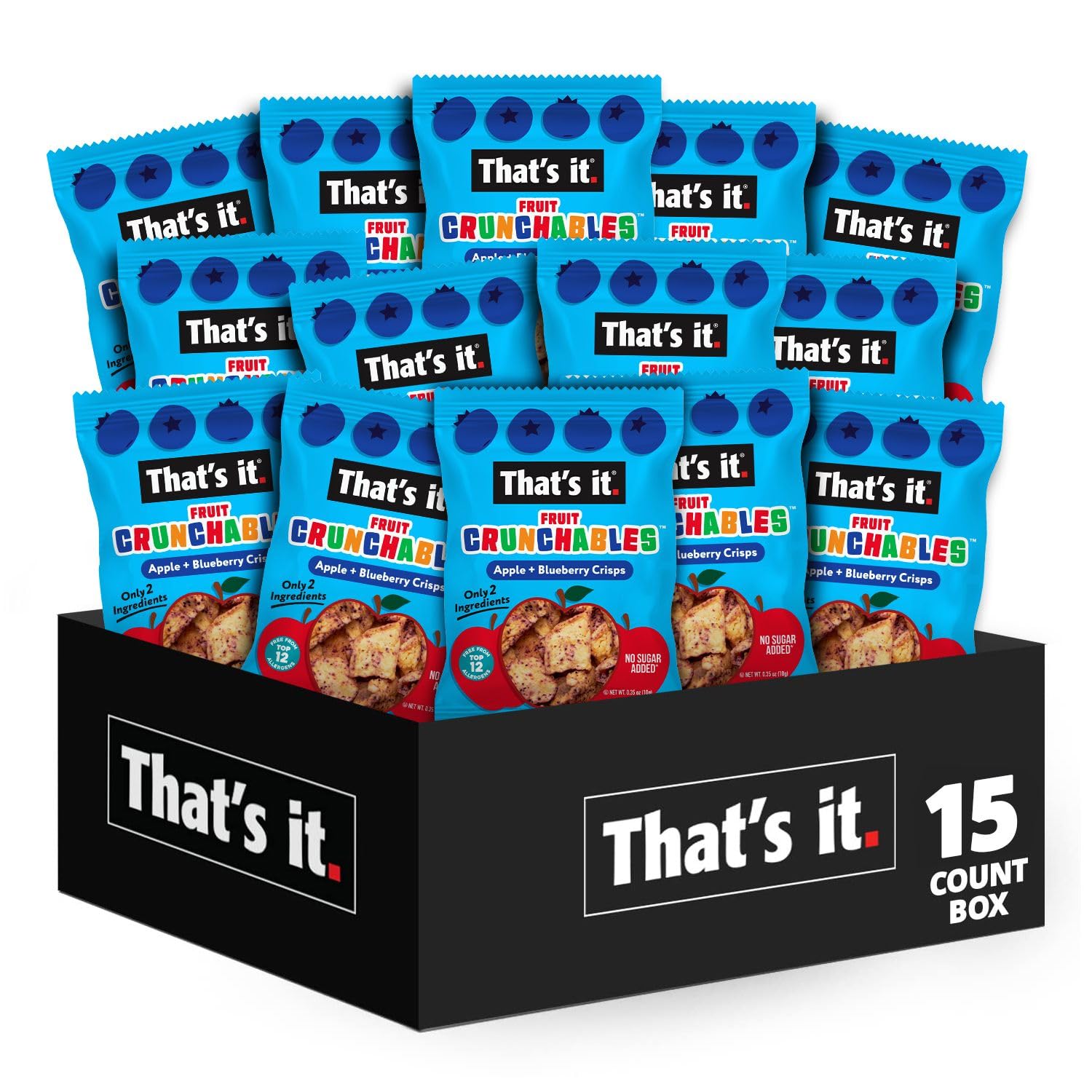 That'S It. Fruit Crunchables – 100% Apple + Blueberry Crisps, 15 Pack Healthy Snacks For Kids Plant-Based, Non-Gmo, Gluten-Free, No Sugar Added, Healthy Fruit Snacks For Kids & Adults