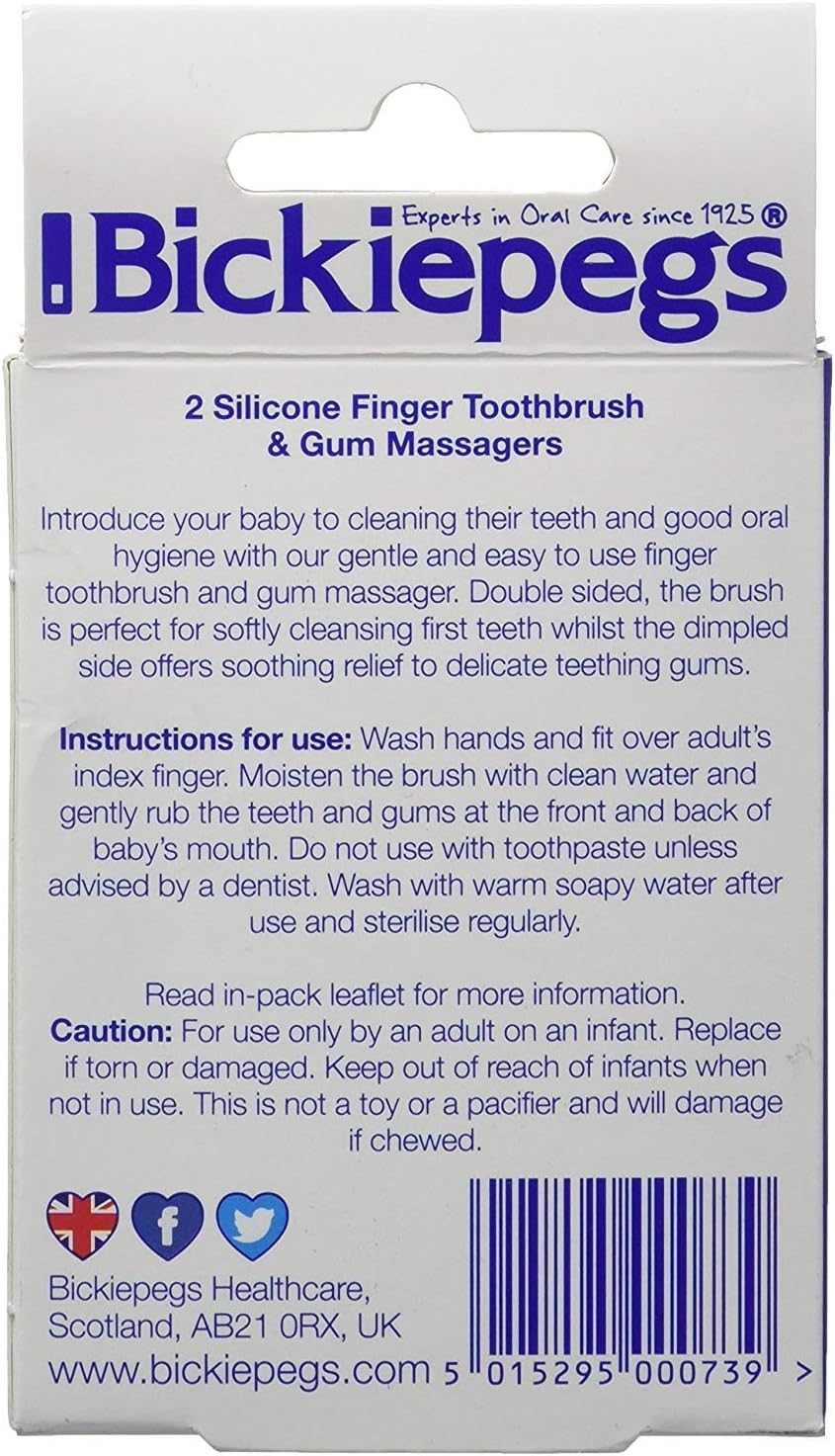 Bickiepegs Baby Infant Care Finger Teething Tooth Brush and Gum Massager 2 Pack
