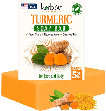 Turmeric Soap Bar For Face & Body – Natural Turmeric Skin Brightening Soap For Dark Spots, Intimate Areas, Underarms – Cleansing Face Wash Reduces Acne, Fades Scars & Cleanses Skin – 5Oz Made In Usa