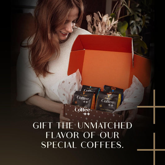 Coffee Plus Gift Set | Basket For Coffee Lovers | Gourmet Box Sampler | Medium Roast Whole Bean Specialty Coffee | Variety Pack | Selection Of 4 Assorted Flavors X 8.8Oz | 2.2 Lbs