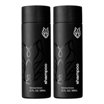 Black Wolf Everyday Men’s Shampoo - 2-Pack (12 Fl Oz) - Charcoal Powder Cleanses Scalp and Fights Dirty & Greasy Hair - Thick & Rich Lather Daily Shampoo - For All Hair Types