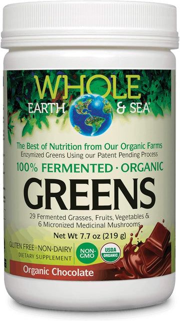 Whole Earth & Sea from Natural Factors, Organic Fermented Greens, Vegan Whole Food Supplement, Chocolate, 7.