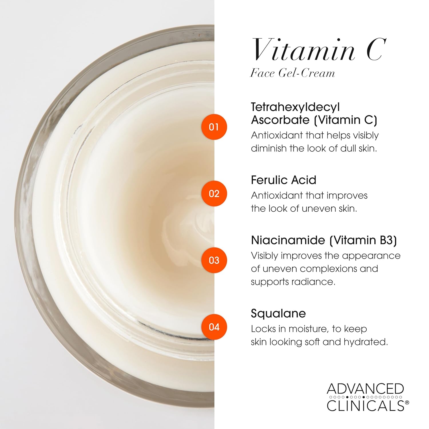 Advanced Clinicals Brightening Vitamin C Face Cream Gel With Niacinamide + Hyaluronic Acid | Vitamin C Moisturizer Lotion For Face Visibly Diminishes Look Of Dark Spots & Uneven Skin Tone, 2.5 Fl Oz : Beauty & Personal Care