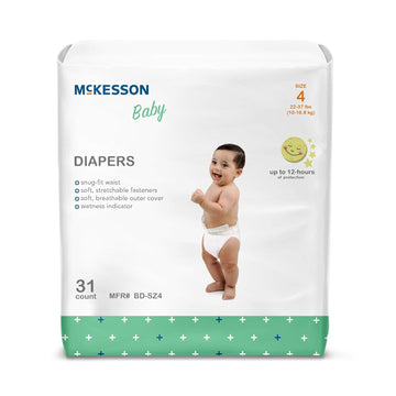 Mckesson Baby Diapers, Size 4, 22 Lbs To 37 Lbs, †