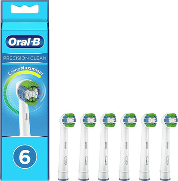 Oral-B Precision Clean Electric Toothbrush Head With Cleanmaximiser Technology, Excess Plaque Remover, Pack Of 6 Toothbrush Heads, White