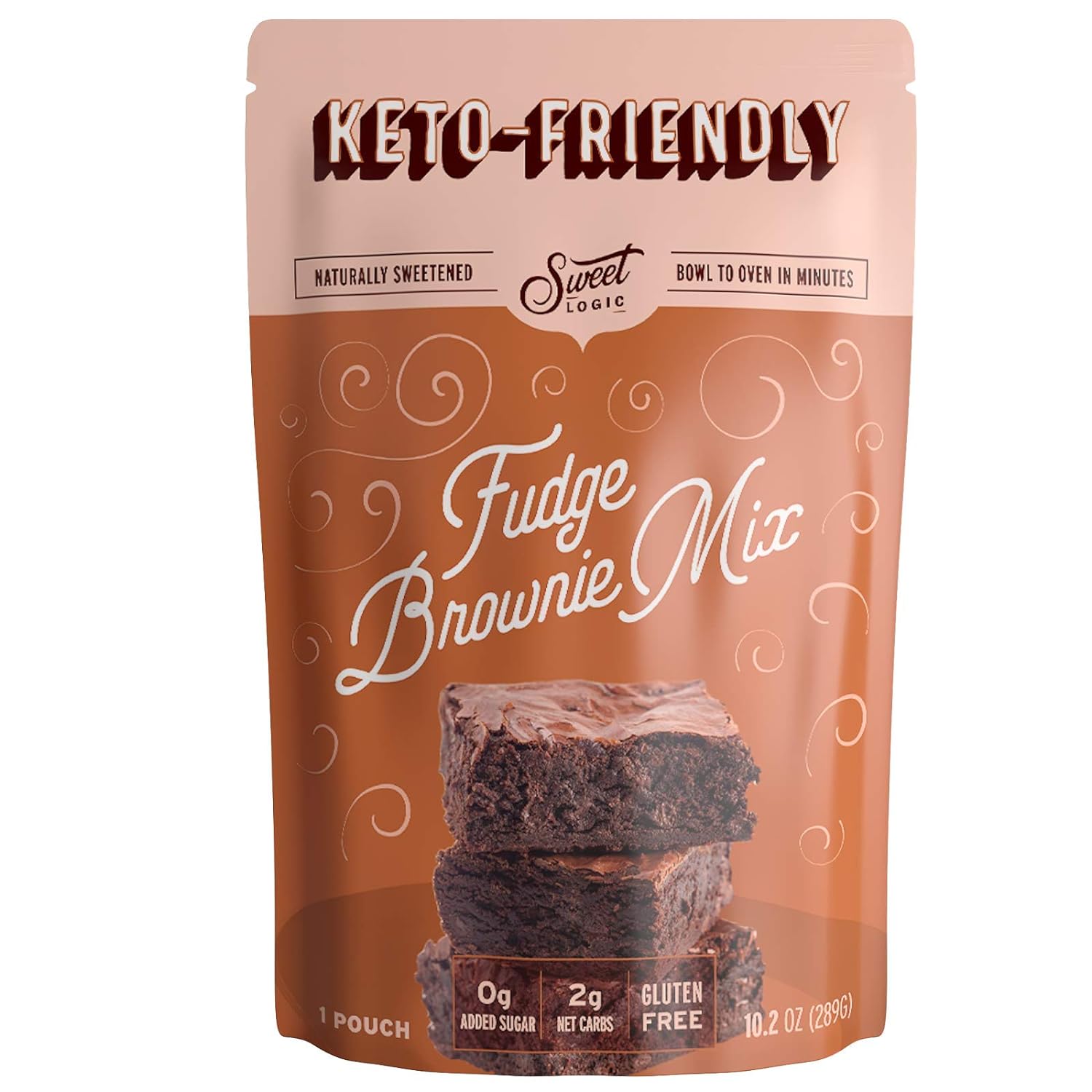 SWEET LOGIC Keto Brownie Mix | Delicious Keto Brownies Just 2G Net Carbs Per Serving | Gluten Free, Naturally Sweetened Low Carb, Diabetic Friendly Brownie Mix | 12 Servings