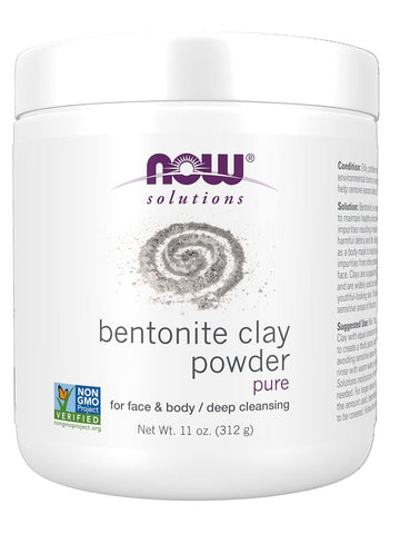 NOW Solutions, Bentonite Clay Powder, Pure Powder for Face and Body, Great for Oily Problem Skin, 11-