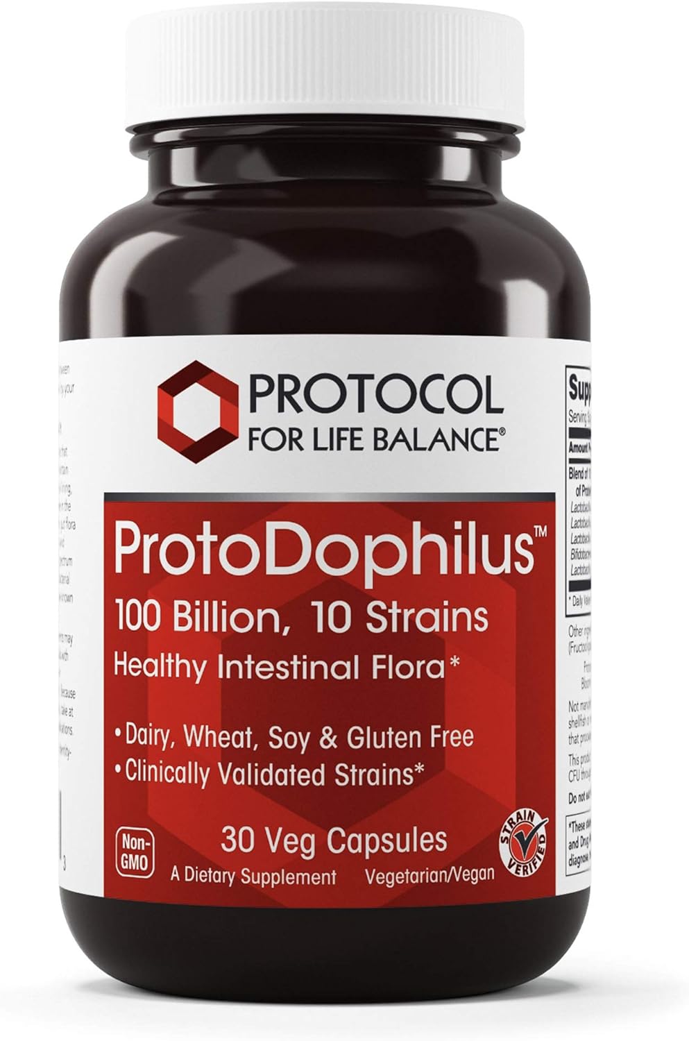 Protocol Proto Dophilus 100 Billion 10 Strains - Supports Digestive Gut Health, Immune System & Detox* - Dairy, Wheat, Soy & Gluten Free - Vegan & Nut Free - 30 Veg Capsules