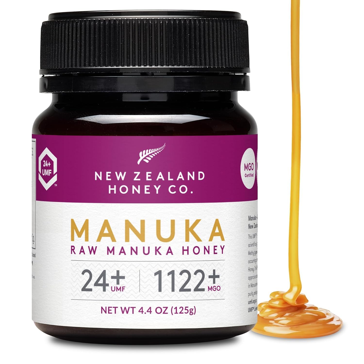 New Zealand Honey Co. Raw Manuka Honey Umf 24+ / Mgo 1122+ | 4.4Oz | 125G | Raw Honey