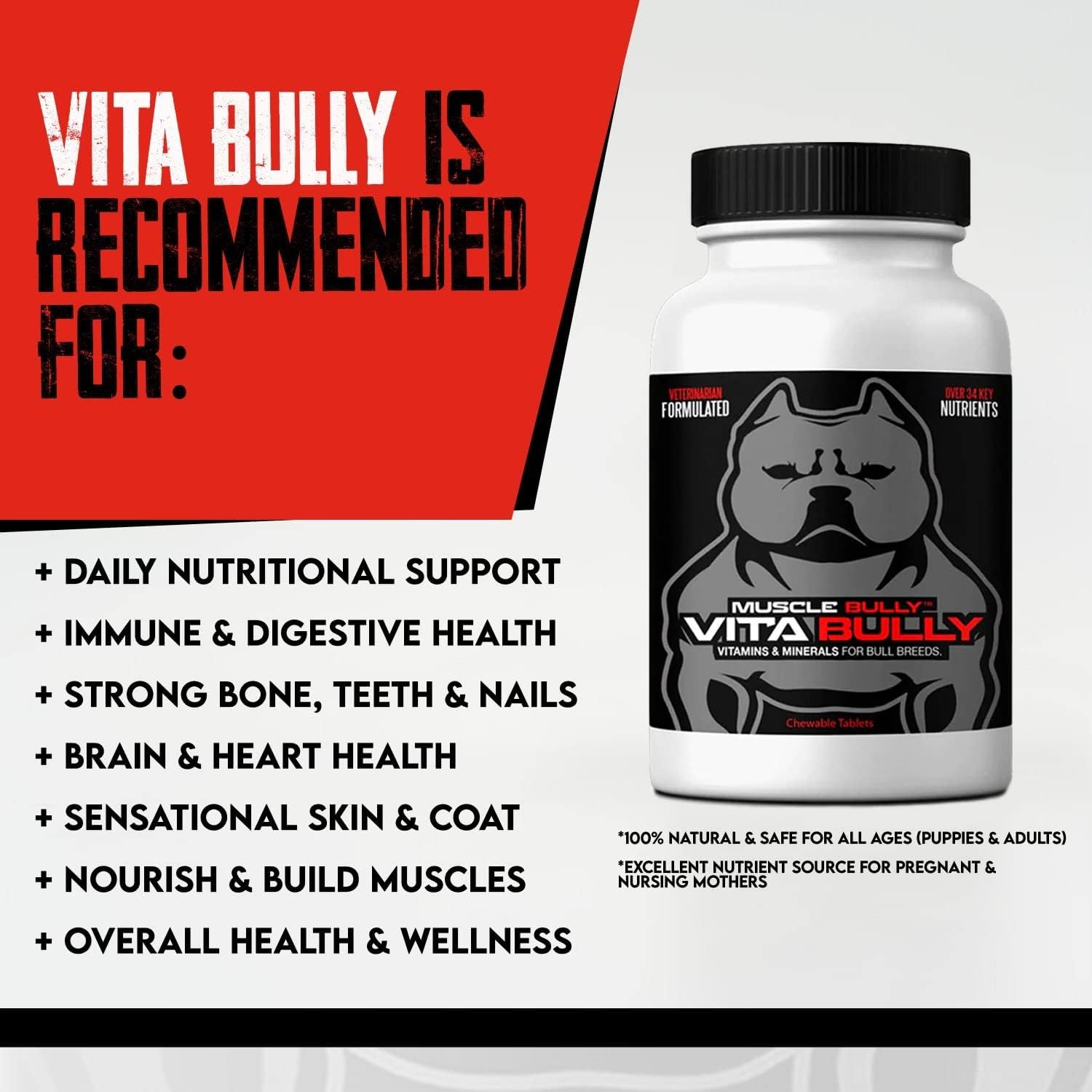 Vita Bully Vitamins for Bully Breeds: Pit Bulls, American Bullies, Exotic Bullies, Bulldogs, Pocket Bullies, Made in The USA (60 Vitamins) : Pet Supplies