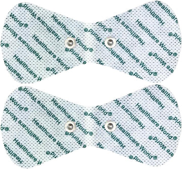 Healthcare World Wireless Tens Electrode Pads Self-Adhesive Gel Pads With 3.5Mm Stud Connection Butterfly Shaped Pads Compatible With Beurer, Sanitas, Ktr-2492 And Yucen Tens Machines - 2 Pairs