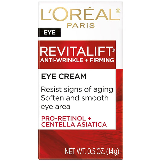 L'Oreal Paris Skincare Revitalift Anti-Wrinkle And Firming Eye Cream With Pro Retinol, Treatment To Reduce Dark Circles, Fragrance Free, 0.5 Oz