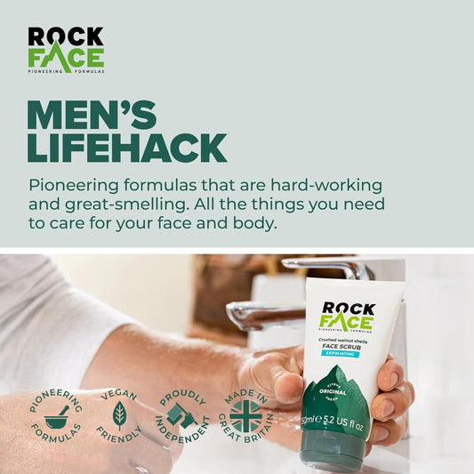 Rockface Exfoliating Face Scrub For Men 100Ml | Everyday Face Scrub | Invigorates Tired Skin | Fresh Citrus | Smooth Skin