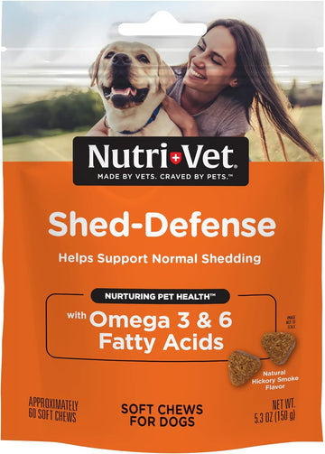 Nutri-Vet Shed Defense Soft Chews for Dogs - Supports Normal Shedding and Healthy Coat - 60 Soft Chews , 5.3 Ounce
