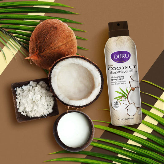 Duru Coconut Moisturizing Spray Lotion - Spray Moisturizer For Body Skin Care Products Coconut Oil Lotion For Dry Skin Repair 48 Hour Moisture Superfood Oils For Skin Body Lotion For Women Men