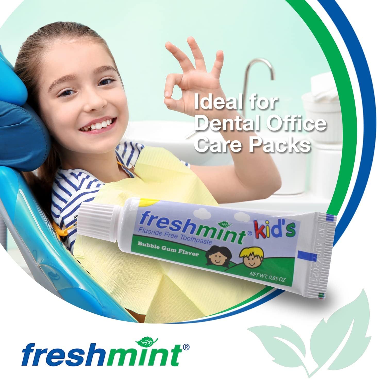 144 Tubes of Freshmint® 0.85 oz. Kids Fluoride-Free Toothpaste Bubble Gum Flavor : Health & Household