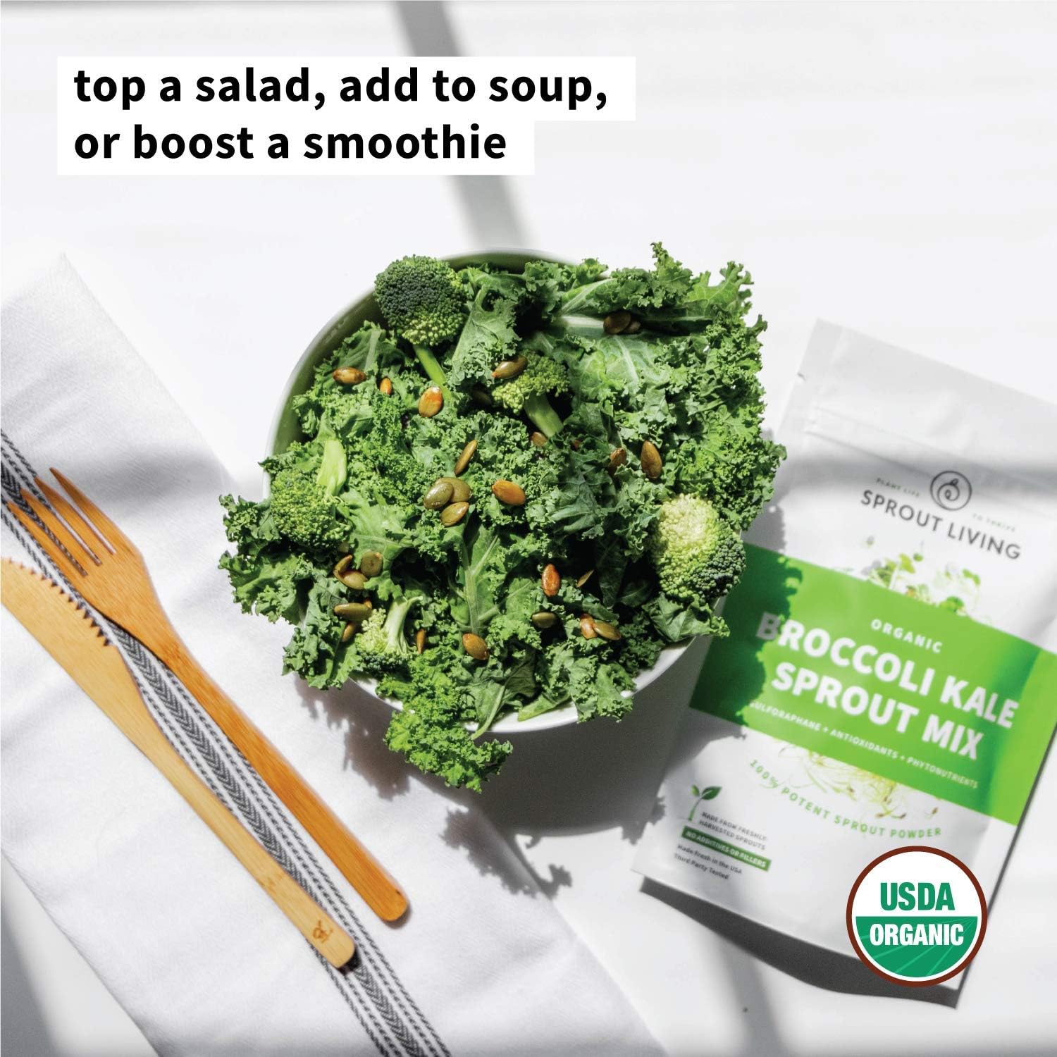 Sprout Living Broccoli and Kale Organic Sprout Mix, Freeze Dried Super