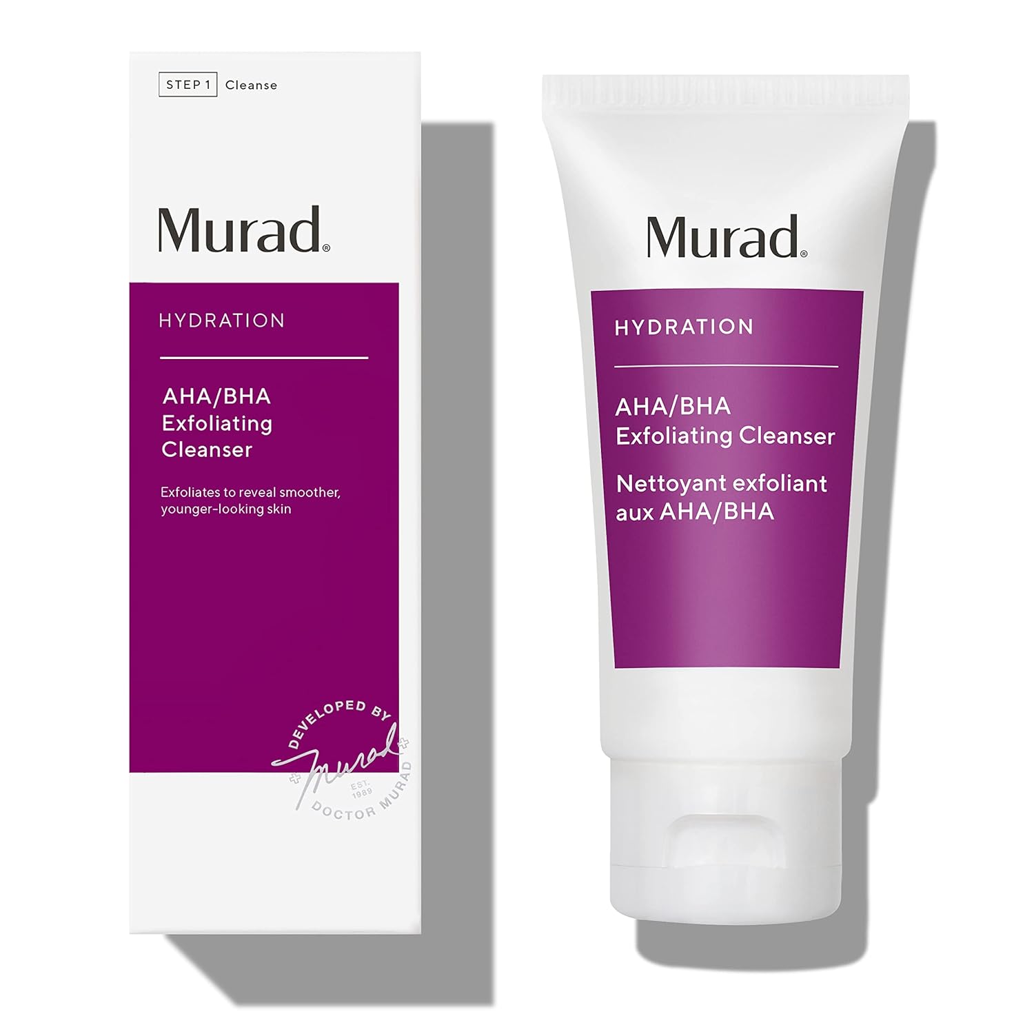 Murad Aha/Bha Exfoliating Cleanser - Hydration Exfoliating & Moisturizing Salicylic, Lactic And Glycolic Acid Face Wash - Creamy Skin Smoothing Treatment Backed By Science