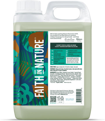 Faith In Nature Organic Coconut Body Wash, Uplifting Shower Gel, Vegan & Cruelty Free, No Sls Or Parabens, 2.5L Refill