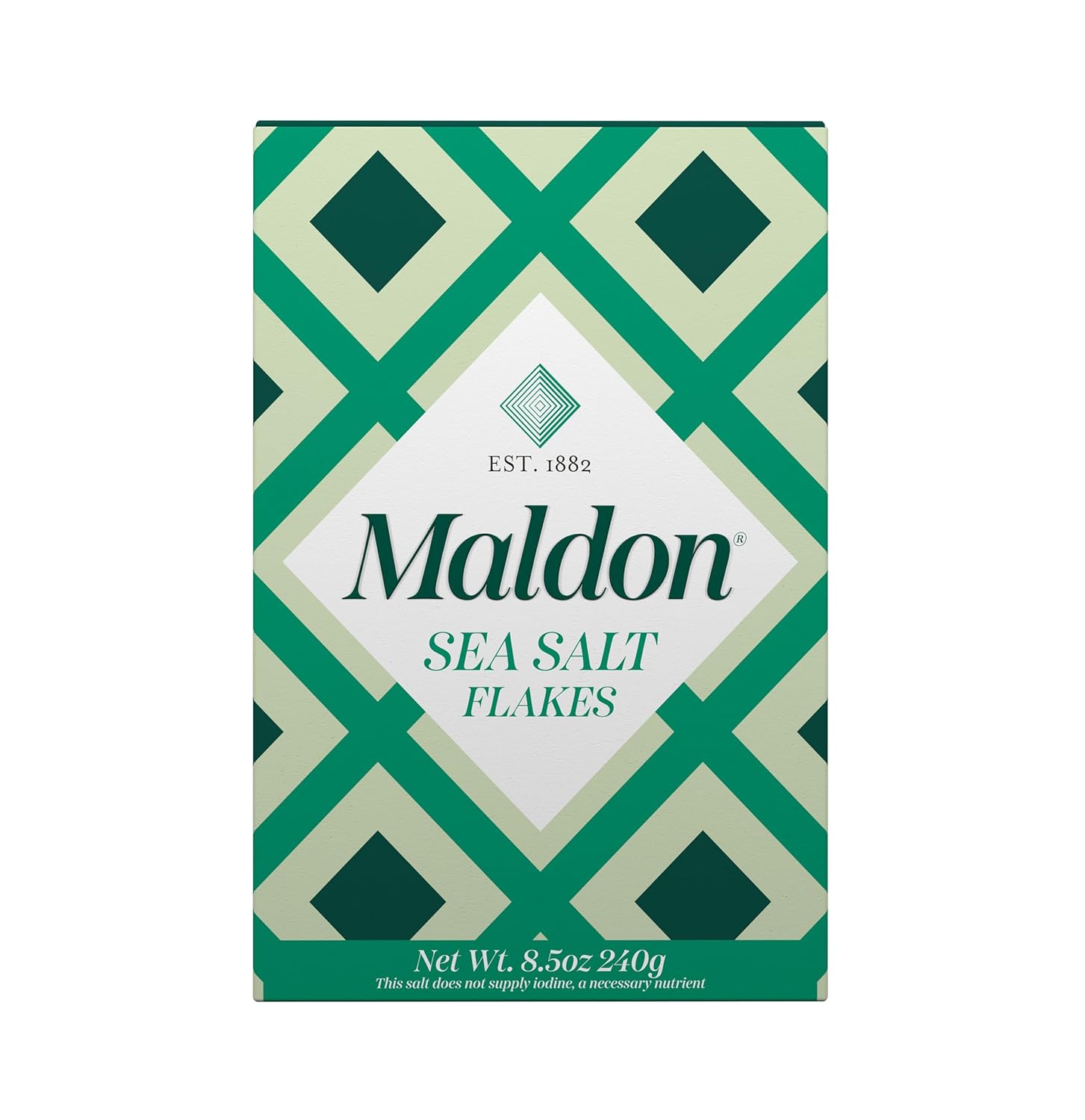 Maldon Salt, Sea Salt Flakes, 8.5 Oz (240 G), Kosher, Natural, Handcrafted, Gourmet, Pyramid Crystals (Packaging May Vary)