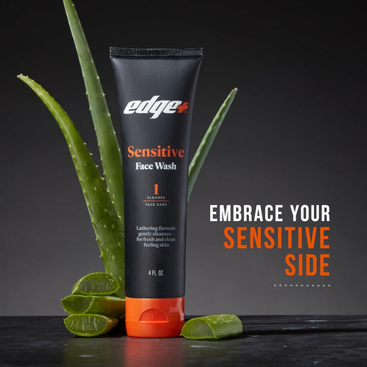 Edge+ Mens Sensitive Skin Face Wash, 4 Oz, Fragrance-Free Mens Face Wash, Gently Cleanses Skin