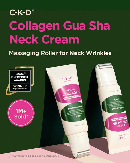 Ckd Gua Sha Neck Cream - Retinol Collagen Firming Cream For Neck And Jawline Lifting, Tightening, And Wrinkle Reduction With Massage Roller. Korean Skin Care,1.69 Fl Oz