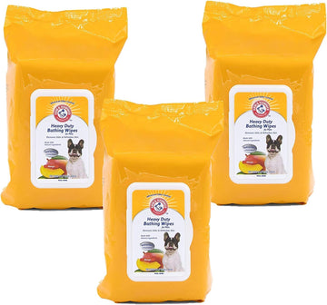Arm & Hammer for Pets Heavy Duty Multipurpose Bath Wipes for Dogs | All Purpose Dog Wipes Remove Smell & Refresh Skin for Pets| Fruity Mango, Hundred Count - 3 Pack of Pet Wipes