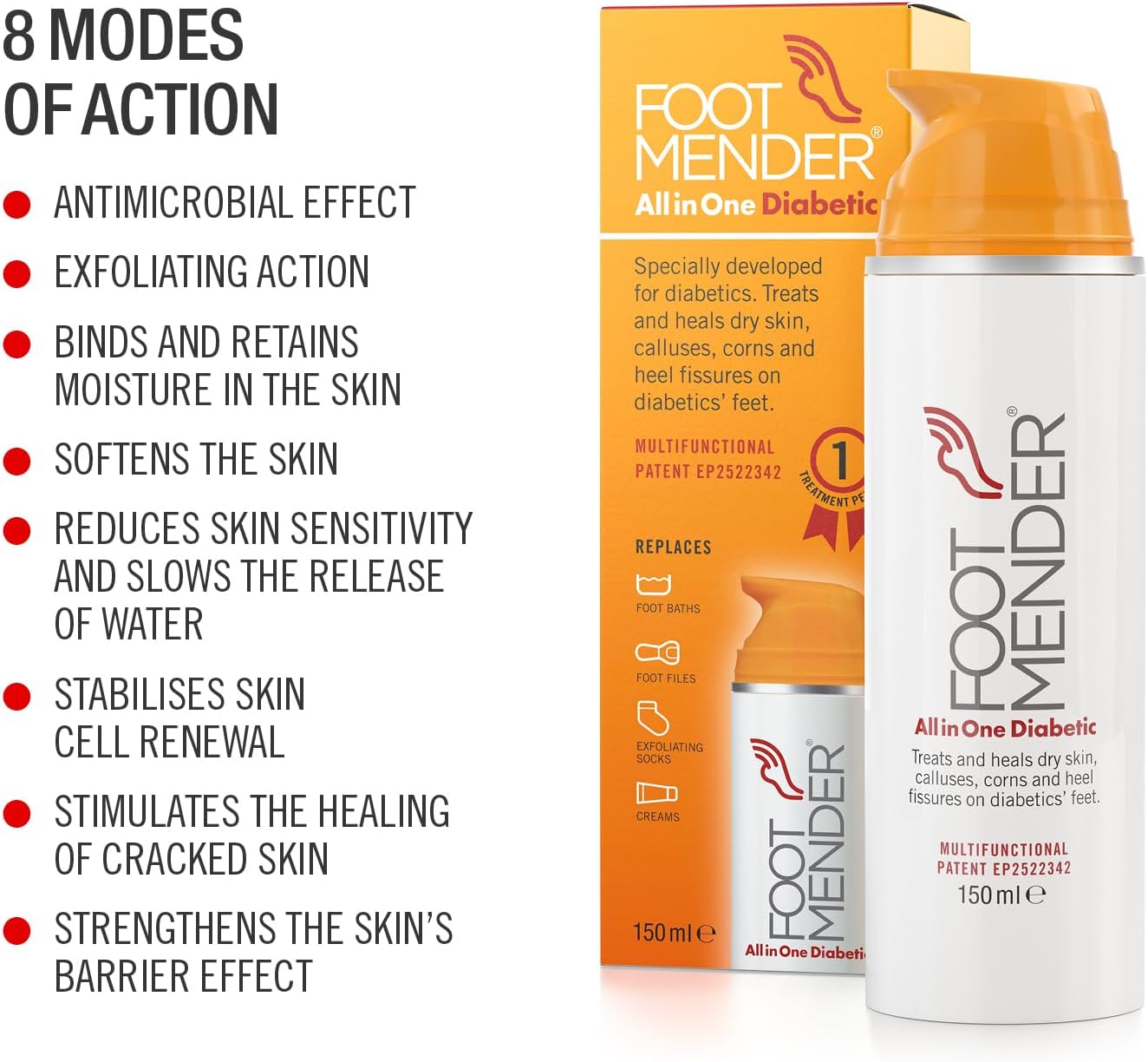 Footmender All in One Diabetic | Medically Proven, An Effictive Foot Cream | Treat and Heal Your Dry Feet, Hard Skin, Corns and Cracked Heels | Significant Effect After First Treatment | 150 ml : Amazon.co.uk: Health & Personal Care